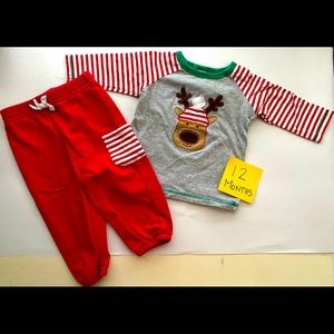 Baby Toddler Winter Christmas and Holiday Reindeer Outfit Size 12 Months